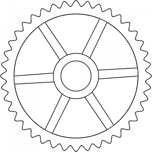 40Tooth Gear with Trapezium Holes coloring page image