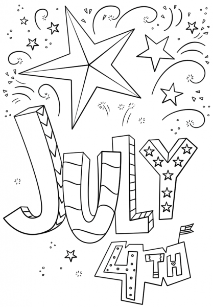 4th of July Doodle coloring page image