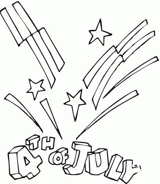 4th of July fireworks coloring page image