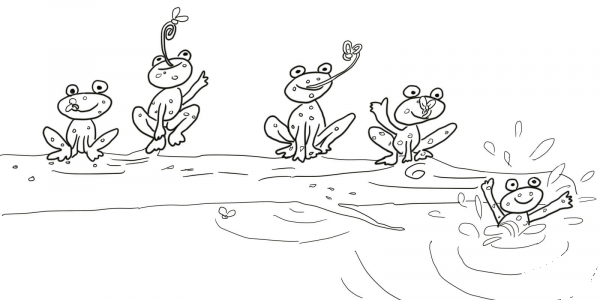 5 Little Speckled Frogs coloring page image
