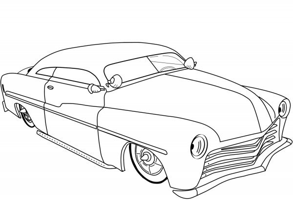 50s Lowrider Hot Rod coloring page image
