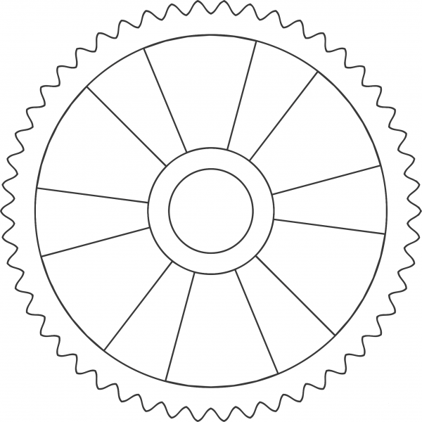 50Tooth Gear with Radial Spokes coloring page image