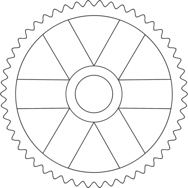 50Tooth Gear with Rectangular Spokes coloring page image