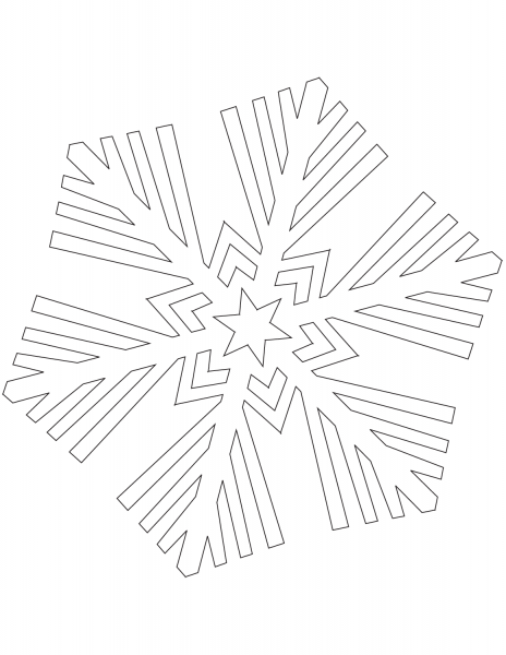6-sided Crystal Snowflake coloring page image