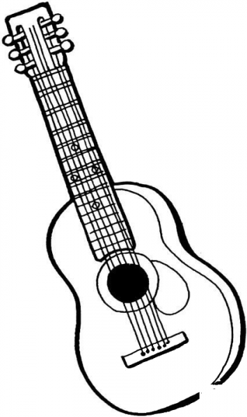 6 String Guitar  coloring page image