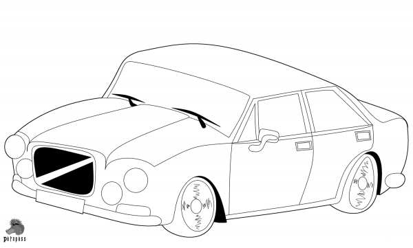 ’60s-’70s Style Car coloring page image