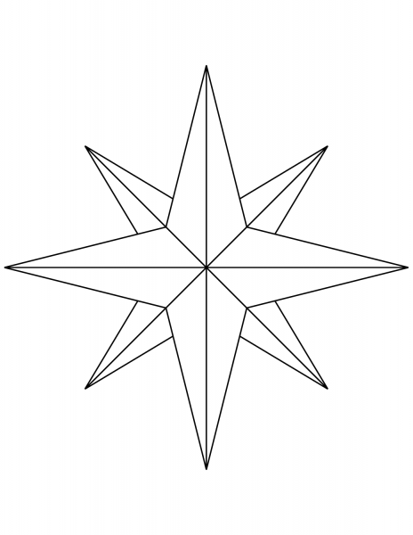 8-Point Compass Rose coloring page image