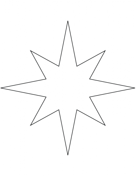 8 Points Star (Compass Rose) coloring page image