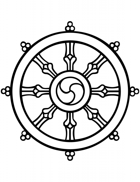 8 Signs:  Dharmachakra coloring page image