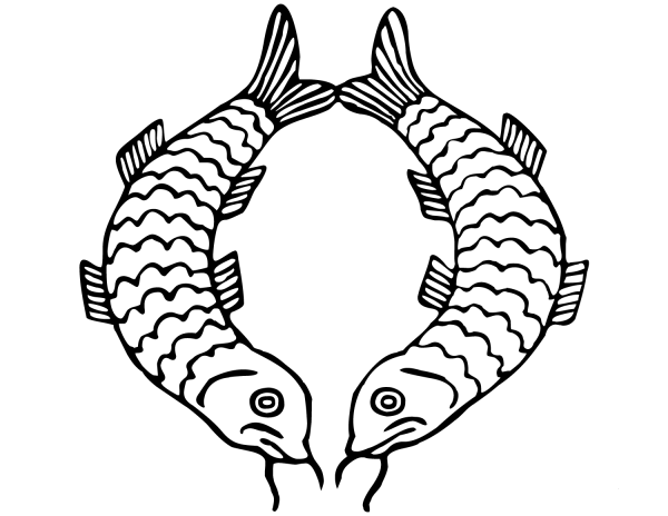 8 Signs:  Pair of Golden Fish coloring page image