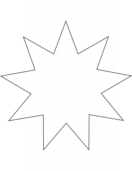 9 Point Bahai Star coloring page image