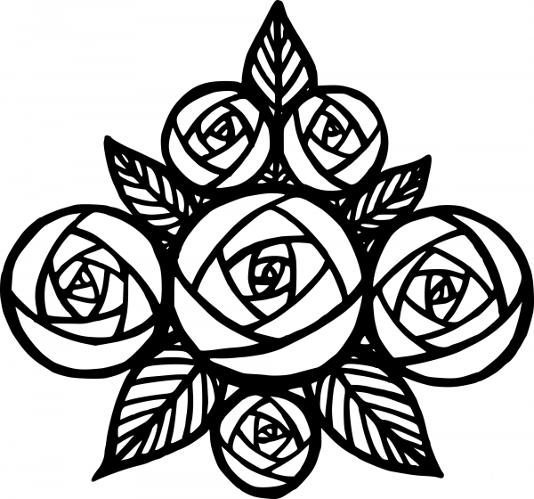 A Bunch of Roses coloring page image