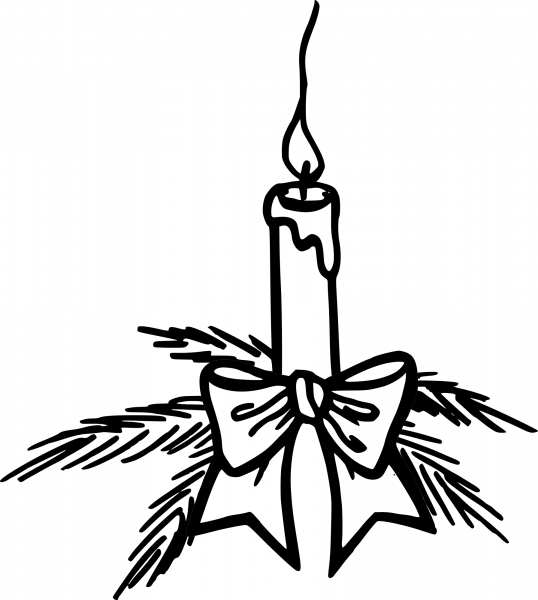 A Candle with a Bow coloring page image