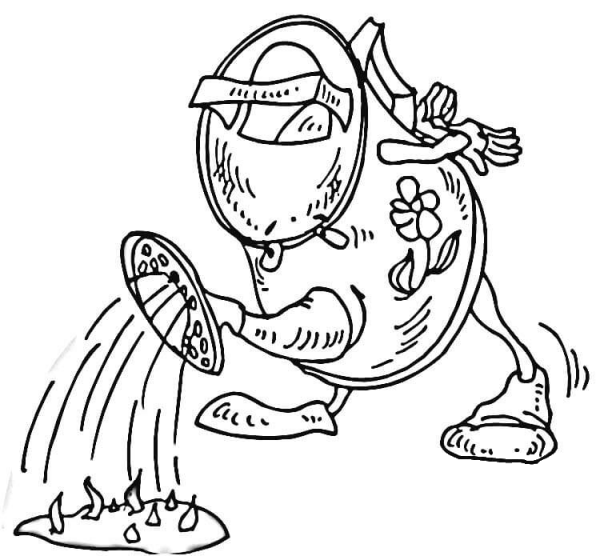 A Cartoon-Like Watering Can coloring page image