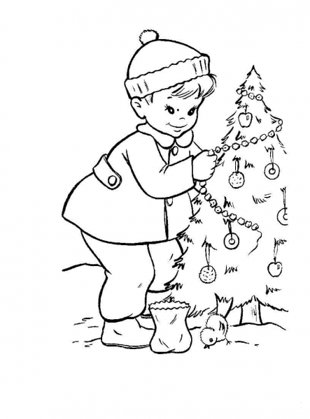 A Christmas Tree For The Birds And Squirrels  coloring page image