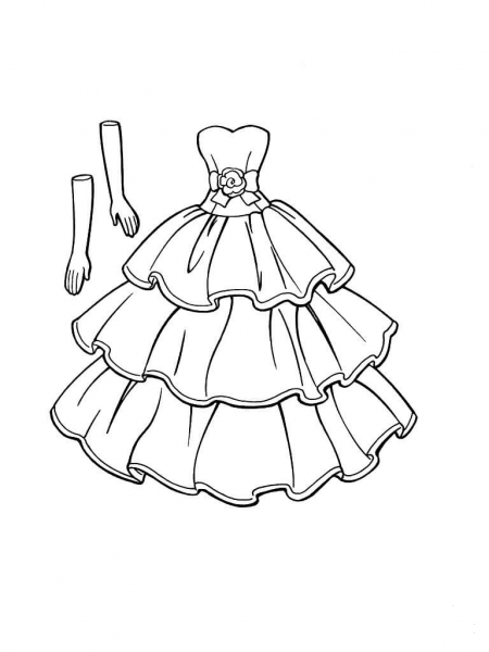 A Dress that goes with gloves  coloring page image