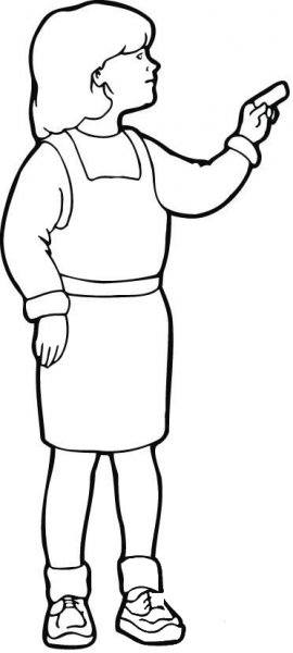 A Girl Using a Chalk coloring page image