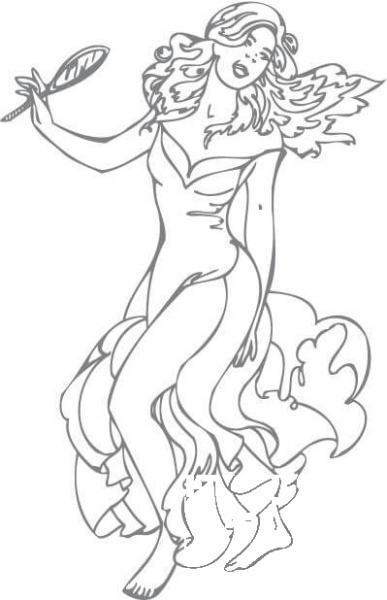 A Girl with a Mirror Dancing coloring page image