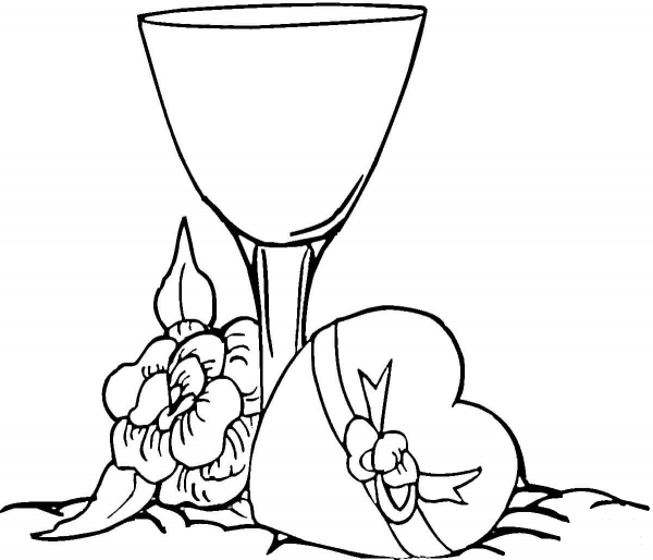 A Glass of Wine  coloring page image