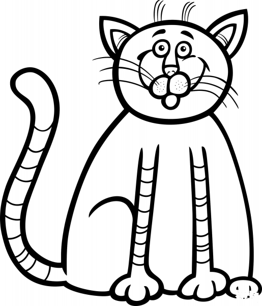 A Kitten After a Good Breakfast coloring page image