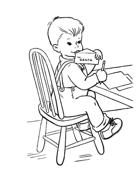 A Letter To Santa  coloring page image