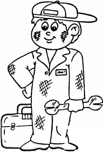 A mechanic  coloring page image