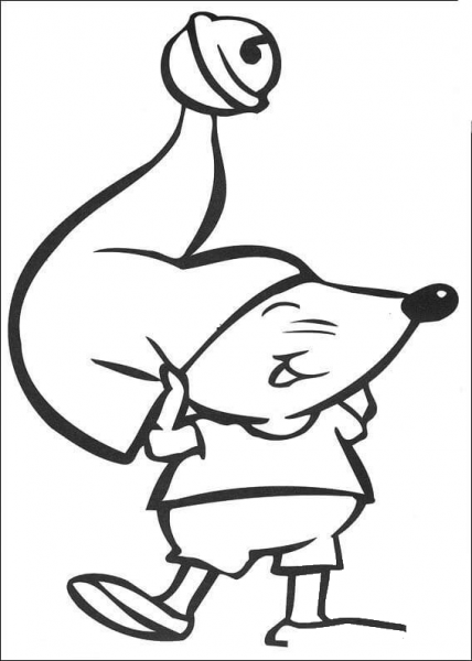 A mouse with a big hat  coloring page image