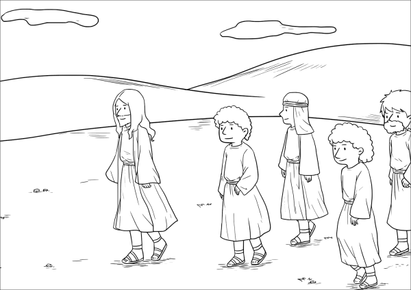A Prophet Without Honor (Mark 6:1-6) coloring page image