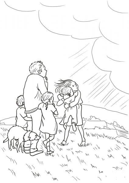 A snowstorm a swirling whirling snowstorm coloring page image