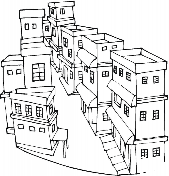 A Street of a city coloring page image