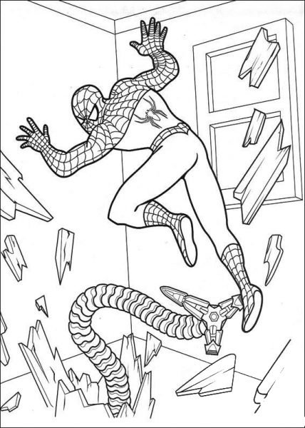 A tentacle is following Spider-man coloring page image