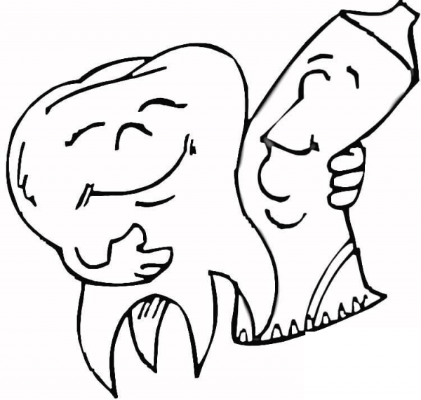 A toothpaste and a tooth coloring page image