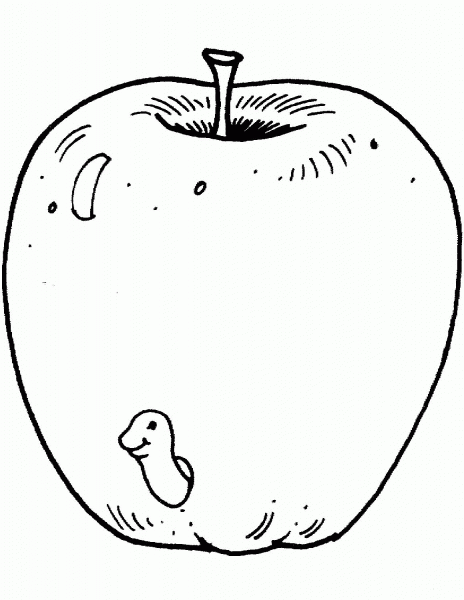 A Worm in Apple coloring page image