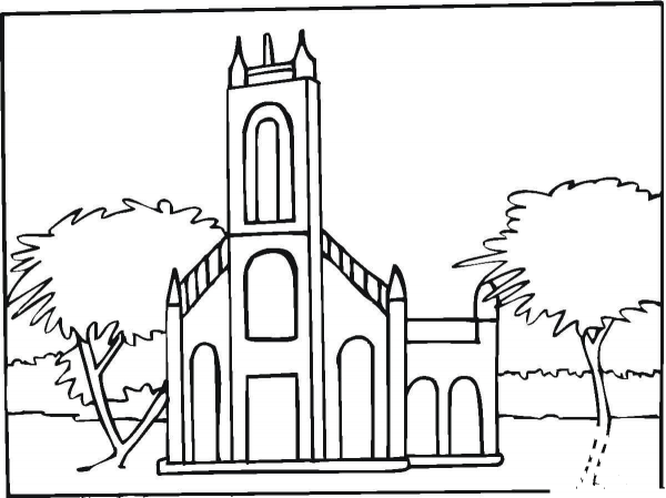 Abbey In The Town coloring page image