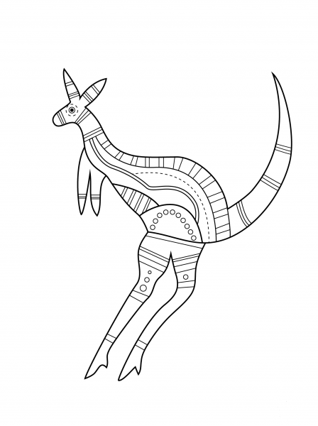 Aboriginal Kangaroo coloring page image