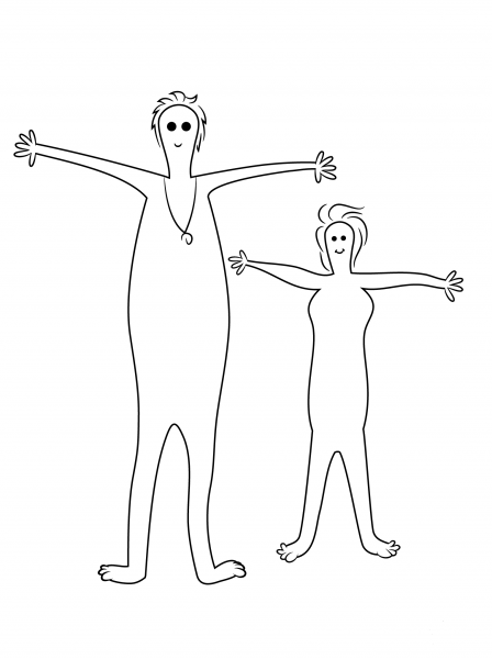 Aboriginal Painting of a Man And a Woman coloring page image