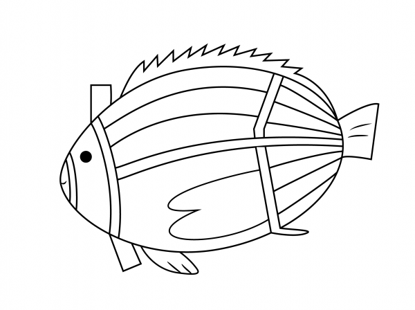 Aboriginal Painting of Fish coloring page image