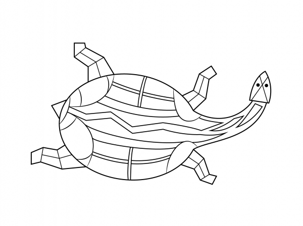 Aboriginal Painting of Turtle coloring page image
