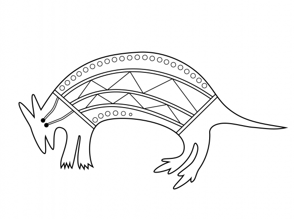 Aboriginal Painting of Wallaby coloring page image
