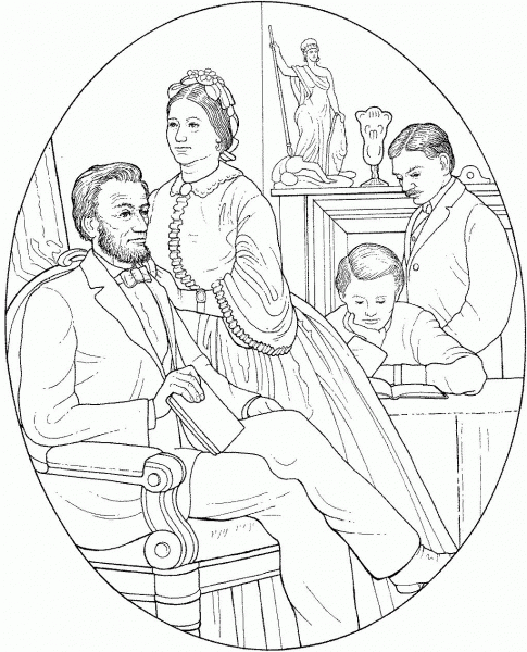 Abraham and Mary Todd Lincoln coloring page image