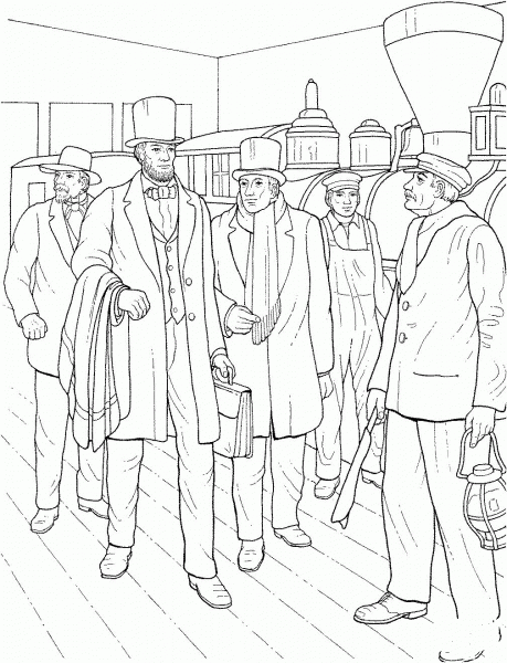 Abraham Lincoln with Hat coloring page image