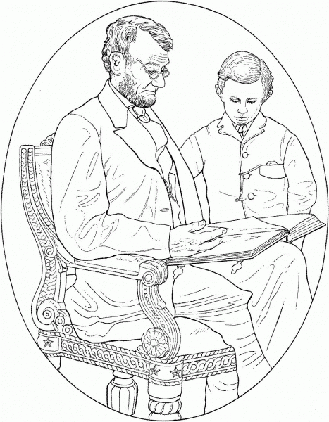 Abraham Lincoln with His Son coloring page image