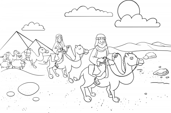 Abram & Sarai leaving Egypt coloring page image