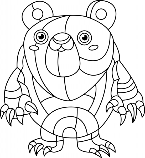 Abstract Bear coloring page image