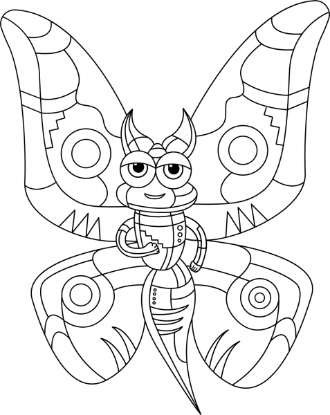 Abstract Butterfly coloring page image
