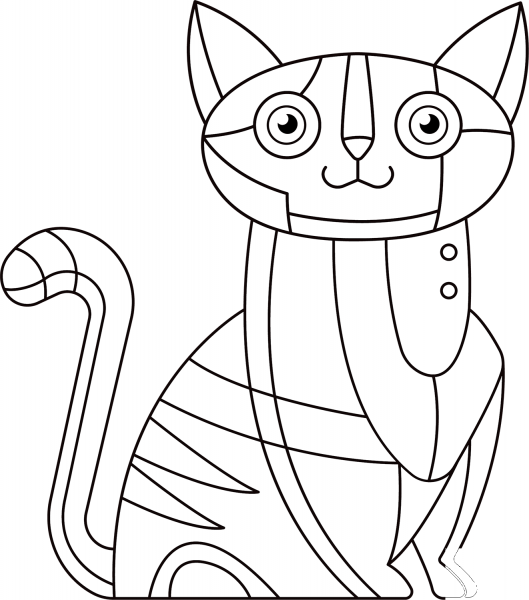 Abstract Cat coloring page image