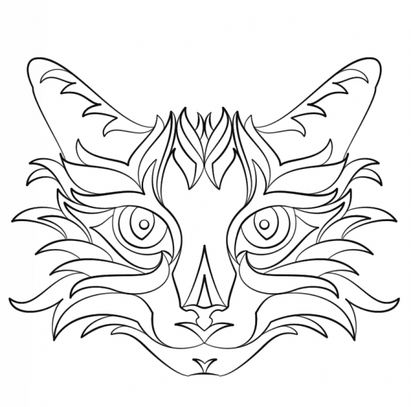 Abstract Cat coloring page image