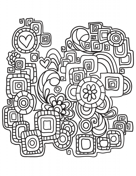 Abstract Doodle coloring page image