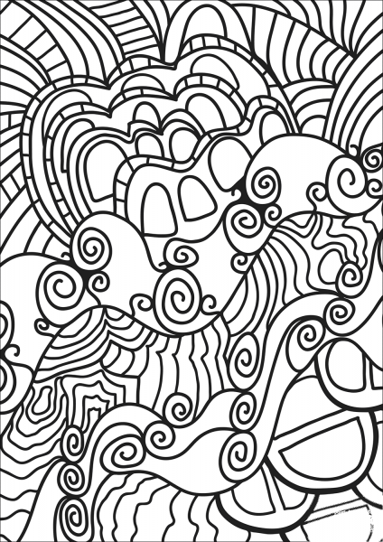 Abstract Doodle coloring page image