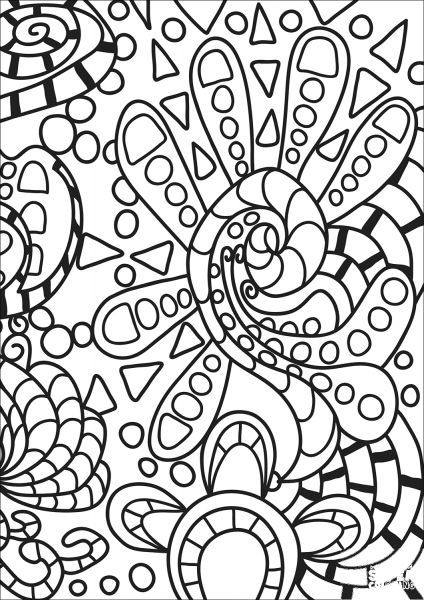 Abstract Doodle coloring page image